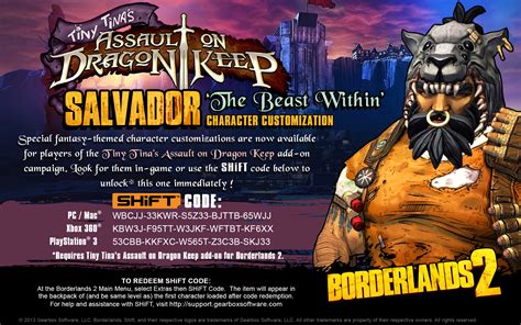 Borderlands 2 Dragon Keep Heads Shift Codes Gearbox Software