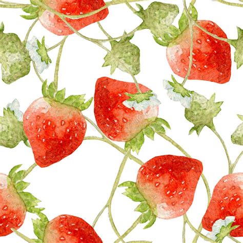 Strawberry Seamless Pattern Hand Drawn Illustration Of Berries On