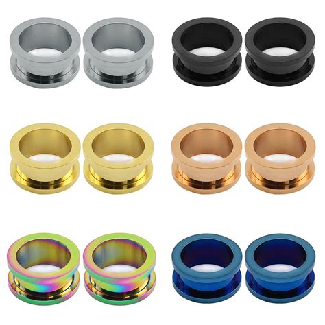 Buy Pairs Stainless Steel Screw Fit Tunnels Plugs Flesh Expander