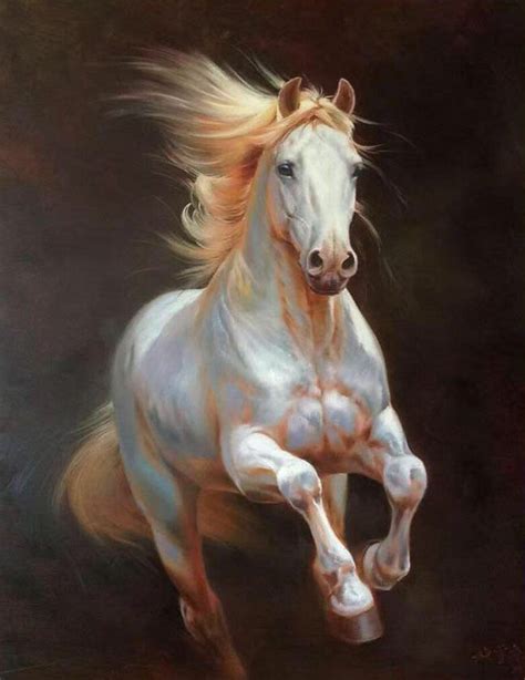 Chop321 100 Hand Painted Abstract Animal White Horse Art