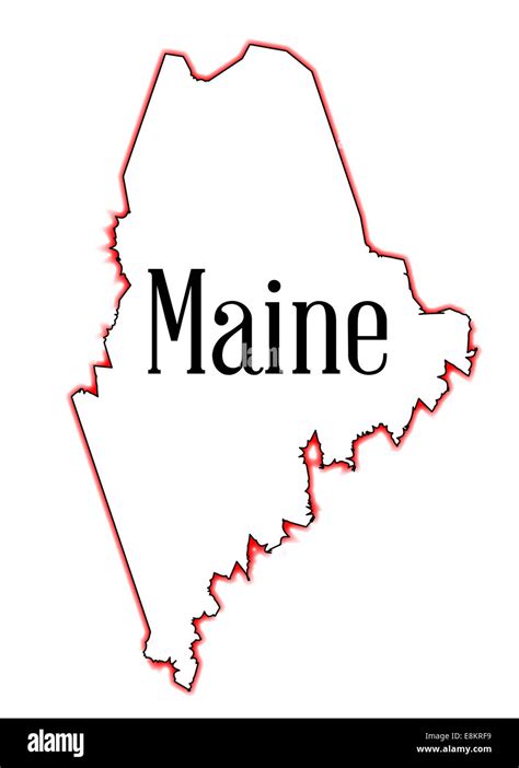 Outline Map Of The State Of Maine Over White Stock Photo Alamy