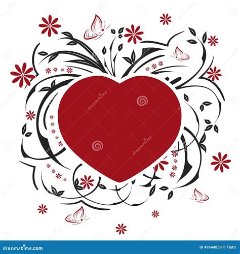 Valentines Heart Butterflies And Floral Pattern Stock Vector