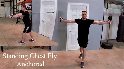 Standing Chest Fly Using Resistance Bands Youtube
