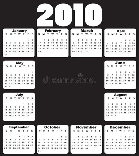Kalender Für 2010 Vektor Abbildung Illustration Von 2010 10947728