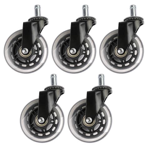Set Of 5 Office Chair Caster Rubber Swivel Wheels Replacement Heavy