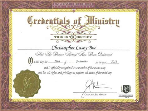 Editable Editable Pastor Ordination Certificate Templates
