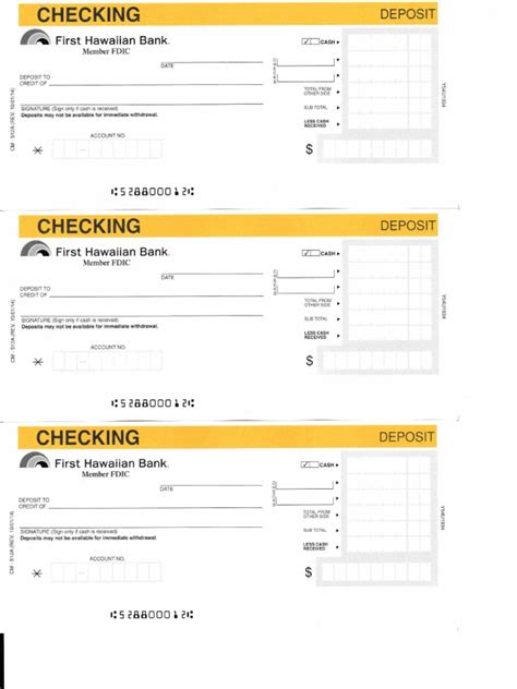 The categories include type of item, and if it is a cheque. fhb checking account deposit slip | Banking | Banks