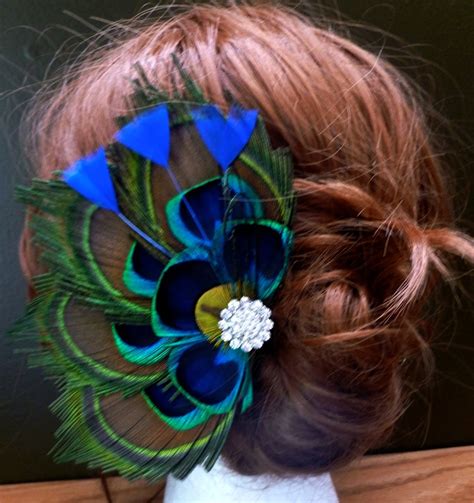 bridal peacock feather hair accessory hair clip comb etsy