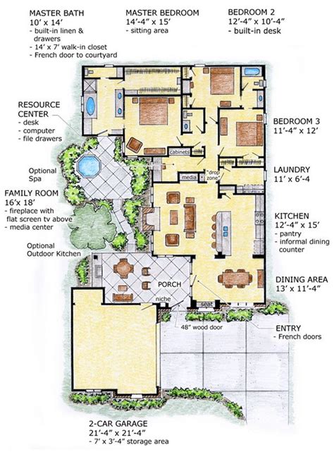 Florida Mediterranean Southwest House Plan 56518 ...