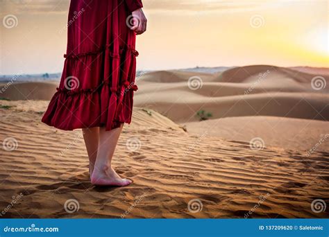 Woman Walking In The Desert Stock Photo Image Of Relaxation Human