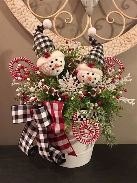 Snowman Centerpiece Country Christmas Decor Winter Arrangement