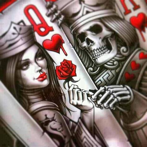 Queen Hearts King Skeleton Kingqueen Tattoos Pinterest Skulls