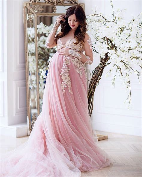 Pink Maternity Dress Photo Lace Maternity Gown Tulle Dress Etsy