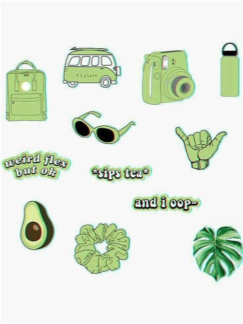 Pin By 💫🤍just Ale🤍💫 On Stickers In 2021 Green Sticker Homemade