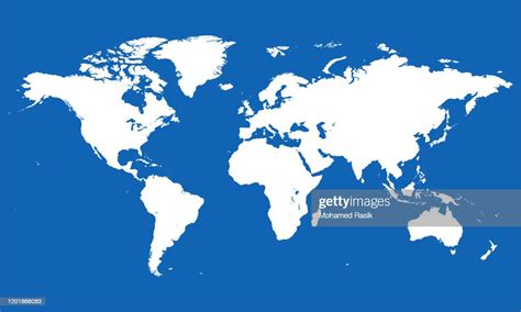 Blank White World Map Vector Illustration Blue Background High Res