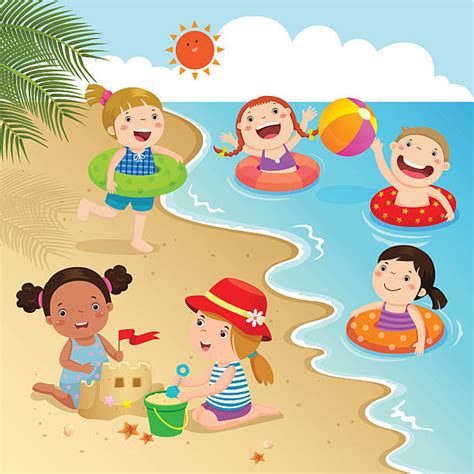 Royalty Free Kids Beach Clip Art Vector Images And Illustrations Istock