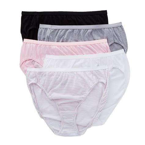 hanes hanes ultimate women s comfort cotton hi cut underwear 5 pack