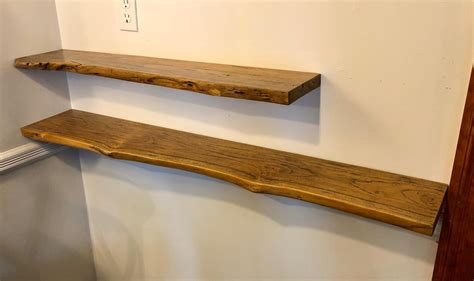 Rustic Live Edge Solid Teak Wood Floating Shelf With Hardware Etsy