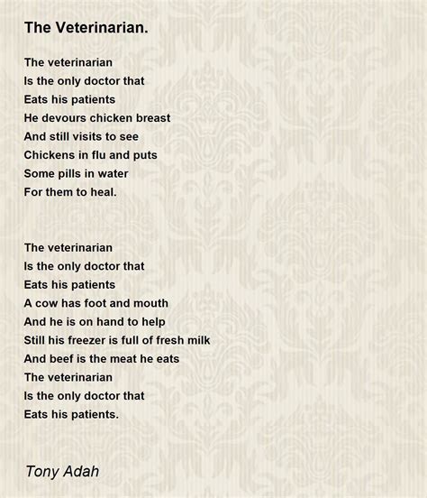 The Veterinarian The Veterinarian Poem By Tony Adah