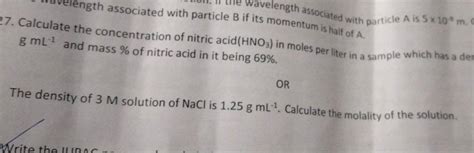 Calculate The Concentration Of Nitric Acid Hno In Moles Per Liter