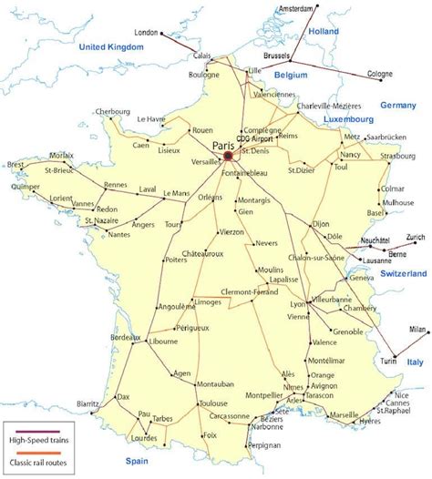 Train Network France France Map France Train France Geography
