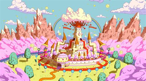 Pink And White Castle Painting Adventure Time Hd Wallpaper Wallpaper