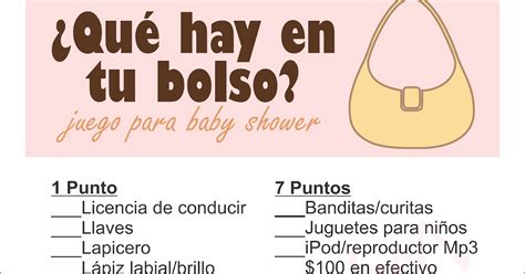 ¿qué Hay En Tu Bolso │ Juegos Para Baby Shower Para Imprimir Juegos