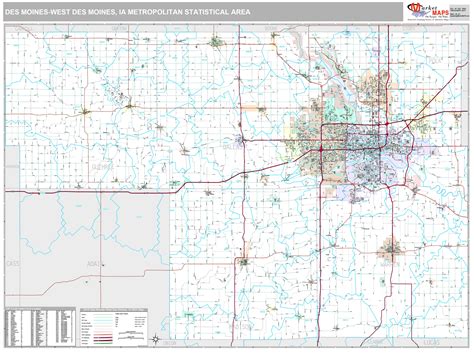 Des Moines West Des Moines Ia Metro Area Wall Map Premium Style By