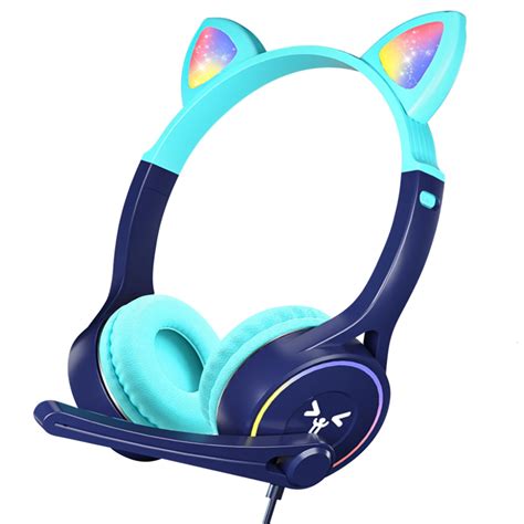 Eeekit Wired Kids Headphones Cat Ear Headset Pc Gaming Headphones With