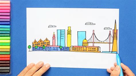 How To Draw San Francisco City Skyline Youtube