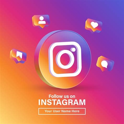Premium Vector Follow Us On Instagram With 3d Logo In Modern Circle
