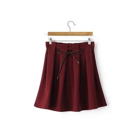 Yoins Red Belted Pleated Skirt 25 Liked On Polyvore Featuring Skirts