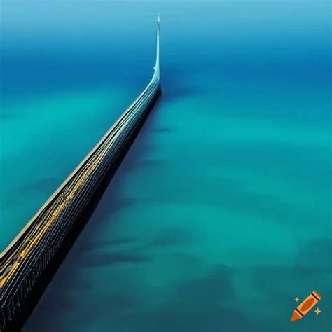 A Cable Stayed Bridge On An Endless Causeway Over The Ocean