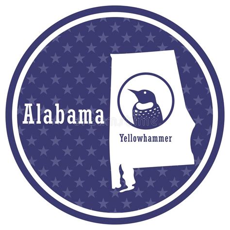 Alabama State Map With Yellowhammer Vector Illustration Decorative