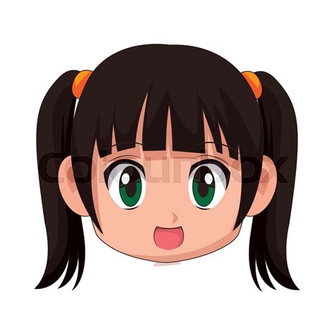 Cute Cartoon Anime Little Girl Chibi Character Stock Vector Colourbox