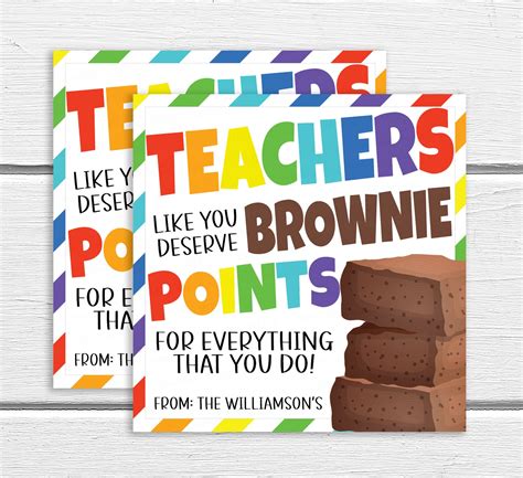 Two Teachers Brownie Cards With The Words Teachers Like You Brownie