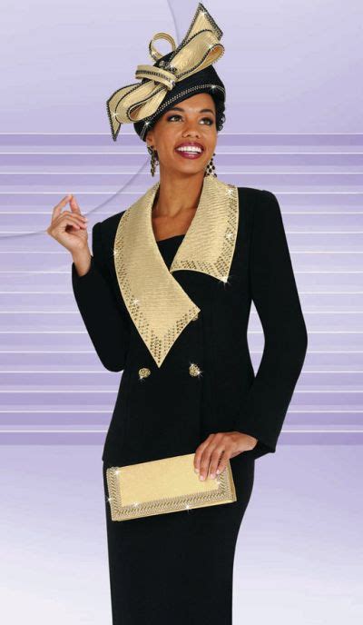 Black And Gold Ladies Dress Suit Benmarc International Suit 4448