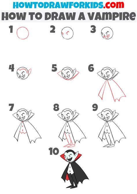 How To Draw A Vampire Easy Drawing Tutorial For Kids