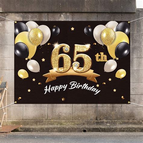 65th Birthday Party Decorations Happy 65th Birthday Banner Etsy