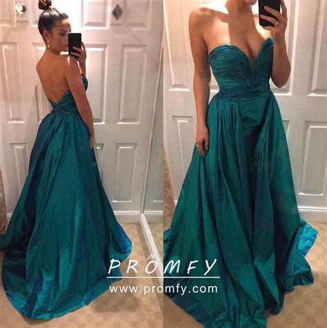 Pleated Strapless Red Satin Overskirt Prom Dress Promfy