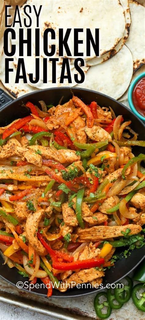 Check out this easy chicken fajita recipe! Easy Chicken Fajitas are one of our all time favorite ...