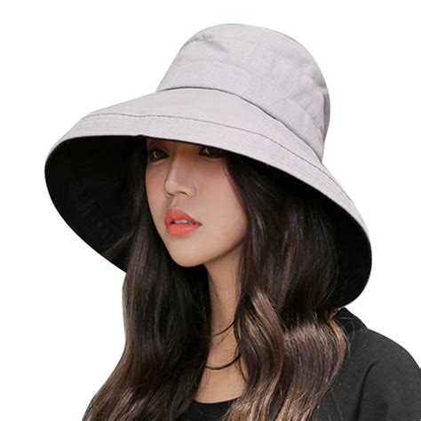 Summer Women Bucket Hat Cotton Wide Brim Beach Sun Cap Visor Casual