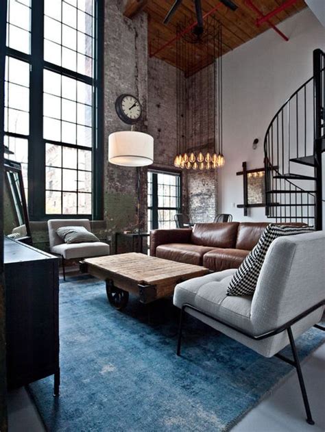 In a small living room, where a large sofa comes in the way and can't fit in the center due to space problem, such a sofa can be used around a square question mark designer chair. 31 Ultimate Industrial Living Room Design Ideas | Living ...