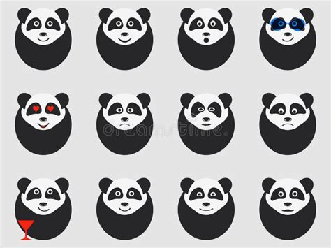 Pandasreeks Emoticons Vector Vector Illustratie Illustration Of
