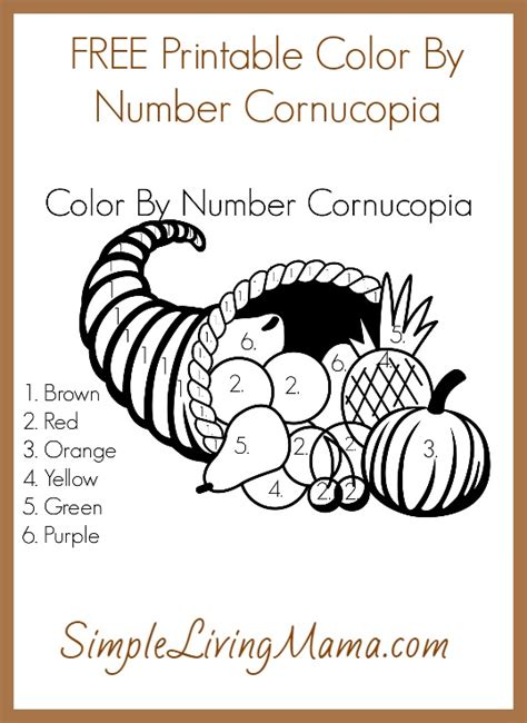 If you're new around here you might not know it, but coloring is one of our family's favorite activities. FREE Printable Color by Number Cornucopia | Free ...