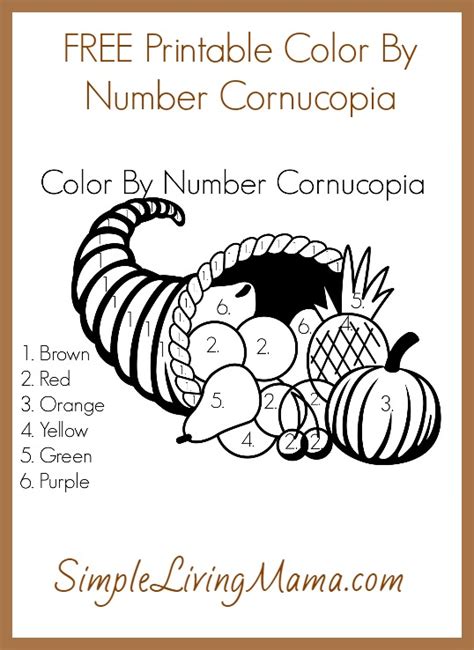 Click the button below to download and print this coloring sheet. FREE Printable Color by Number Cornucopia