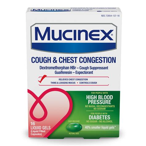 Mucinex HBP Cough & Chest Congestion Liquid Gels, For People with High