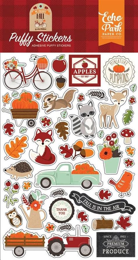 Echo Park My Favorite Fall Puffy Stickers Etsy In 2021 Autumn