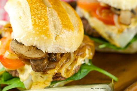 While burgers are in the refrigerator, heat a skillet over medium heat. Burger With Caramelized Onions And Mushrooms - Living Sweet Moments
