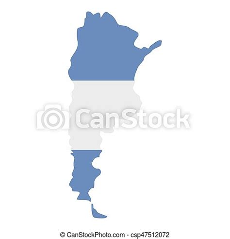 Map Of Argentina In Argentinian Flag Colors Icon Flat Isolated On White